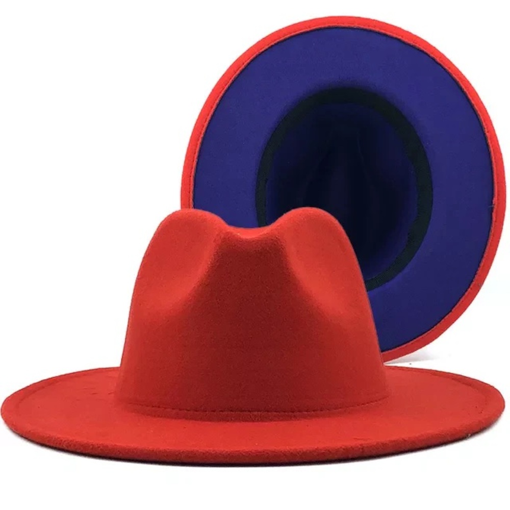 Stylish Red Fedora with Chain Detail